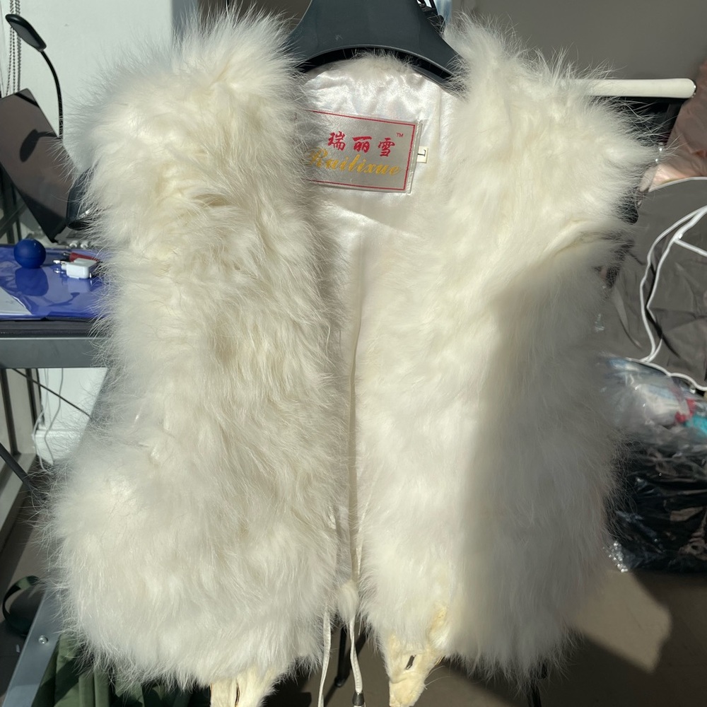 Real white faux fur vest. fancy winter/spring vest.